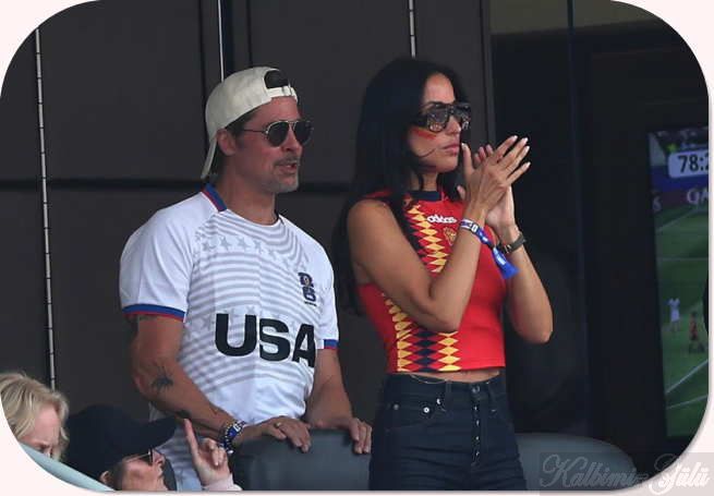 Brad Pitt ve Ines de Ramon: Dünya Kupası maçında görüntülendi..