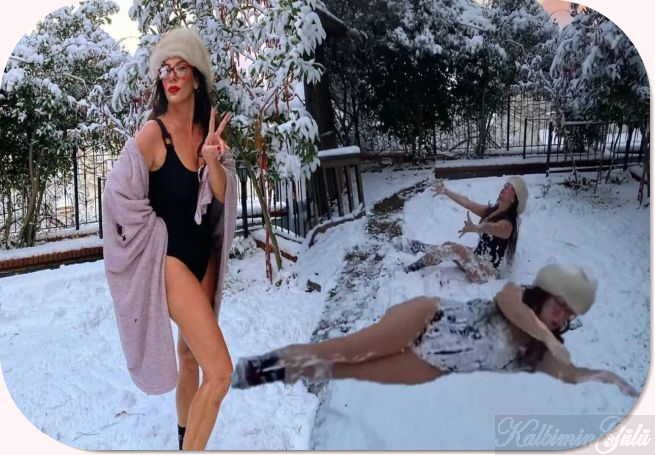 Zeynep Özyağcılar mayo giyip, karların üstünde süründü. : Son Dakika Magazin Haberleri.