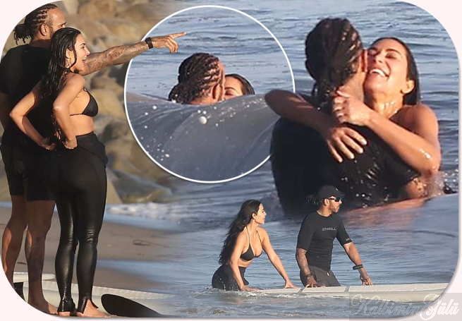 Kim Kardashian ve Lewis Hamilton’ romantik bir sörf gezisinde öpüşürken görüntülendi. : Son Dakika Magazin Haberleri.