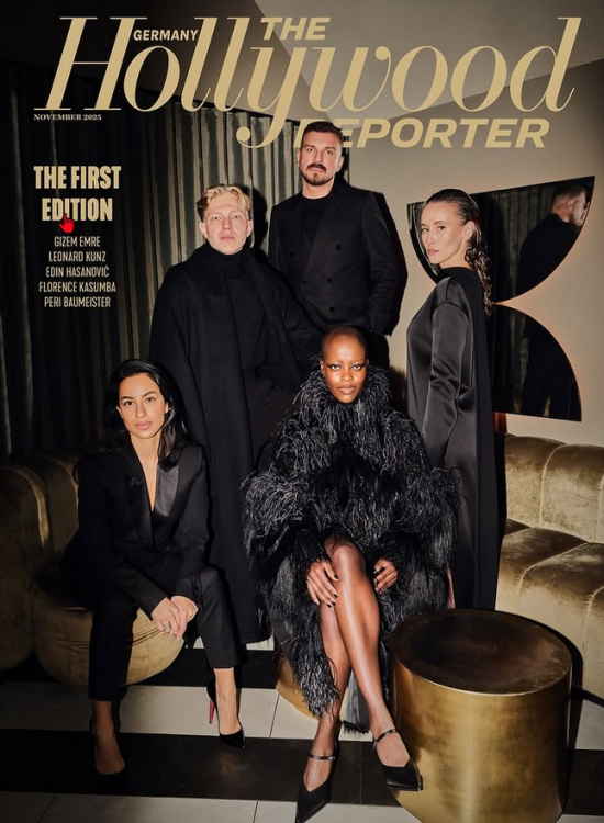 Grace Maier (soldan üçüncü), “The Hollywood Reporter Germany” dergisinin ilk sayısının kapak yıldızlarıyla birlikte: Gizem Emre, Edin Hasanovi? (33), Florence Kasumba (49), Peri Baumeister (39), Leonard Kunz (33, soldan)..